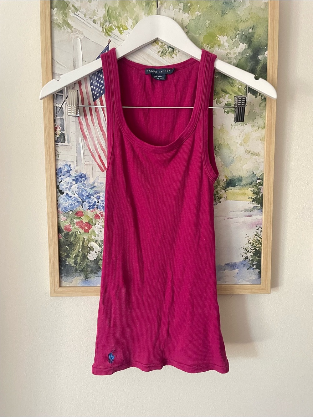 Ralph Lauren Y2K Vintage Pima Cotton Ribbed Cami Tank Top Small